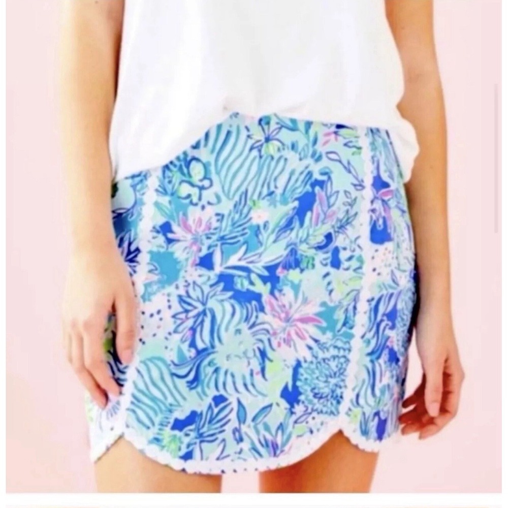 Lilly Pulitzer Women's Coastal Blue Lion Around Patty Skort Skirt Size 8 NWT